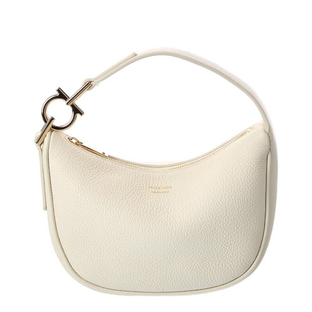 Ferragamo Leather Hobo Bag, White